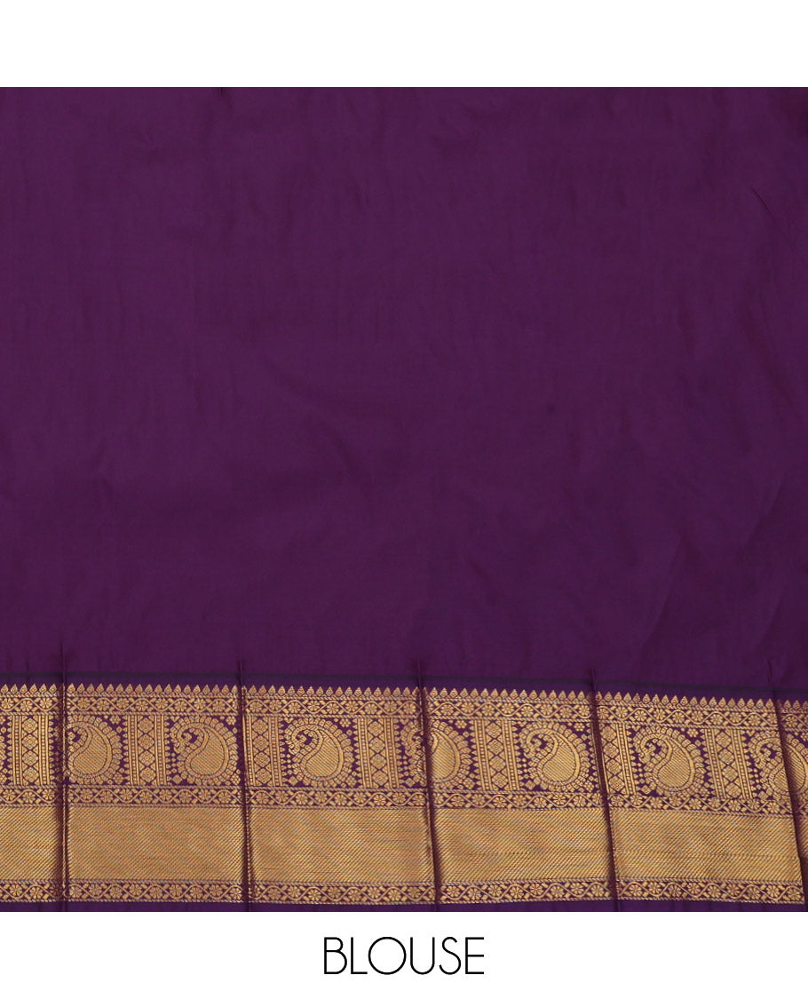 Pale Green Budget Silk Saree, Adorned with Zari Buttas, Complemented by a Contrast Traditional Zari Border, Grand Pallu, and a Contrast Blouse