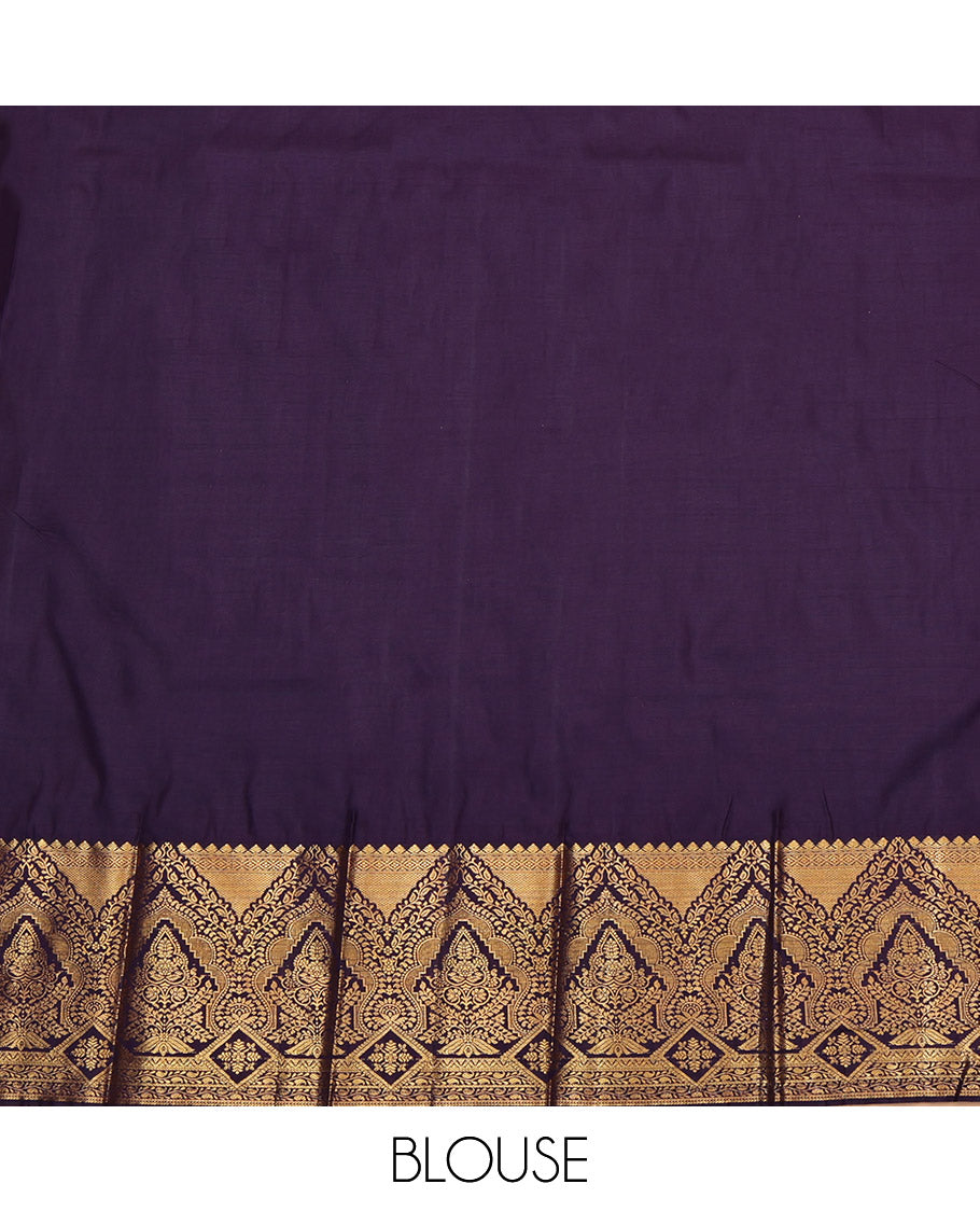 Peacock Blue Budget Silk Saree, Finely Crafted with Zari Buttas and Stripes, Complemented by a Contrast Traditional Border, Grand Pallu, and a Contrast Blouse
