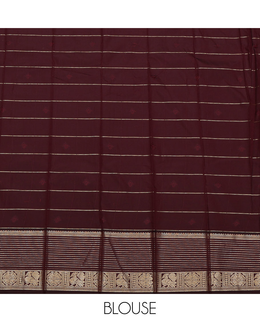 Baby Pink Budget Silk Saree, Embellished with Zari Butta Enclosed Checks on Its Body, Complemented by a Contrast Traditional Zari Design Border, Grand Jaal Pallu, and Paired with a Contrast Blouse
