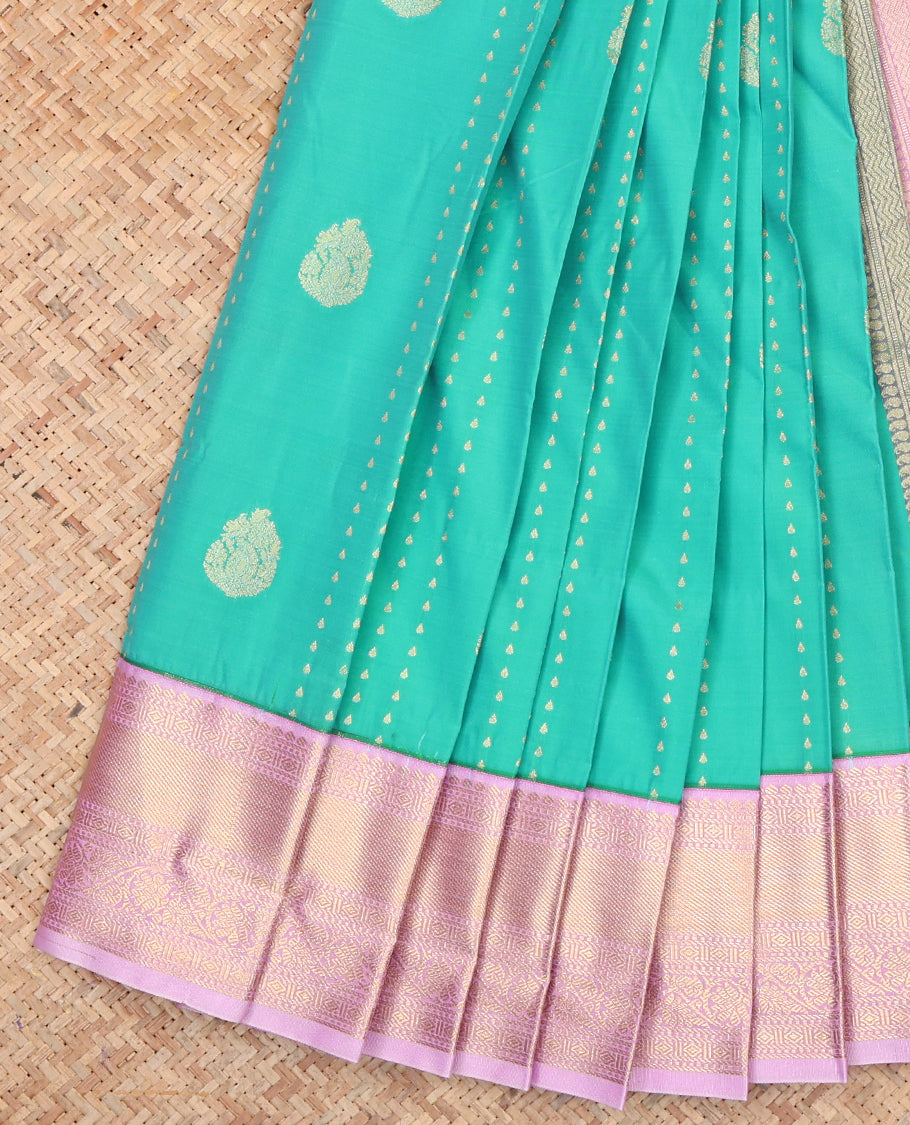 Turquoise Budget Silk Saree