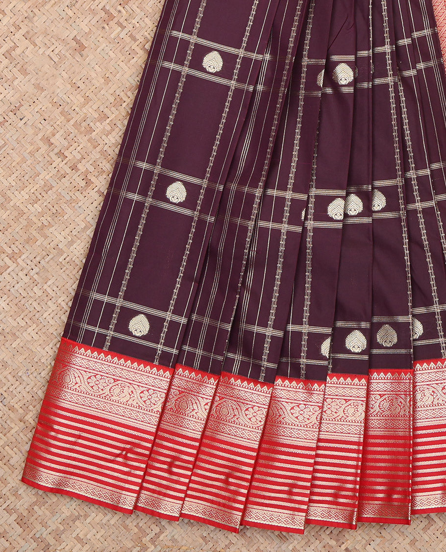 Maroon Zari Butta Budget Silk Saree