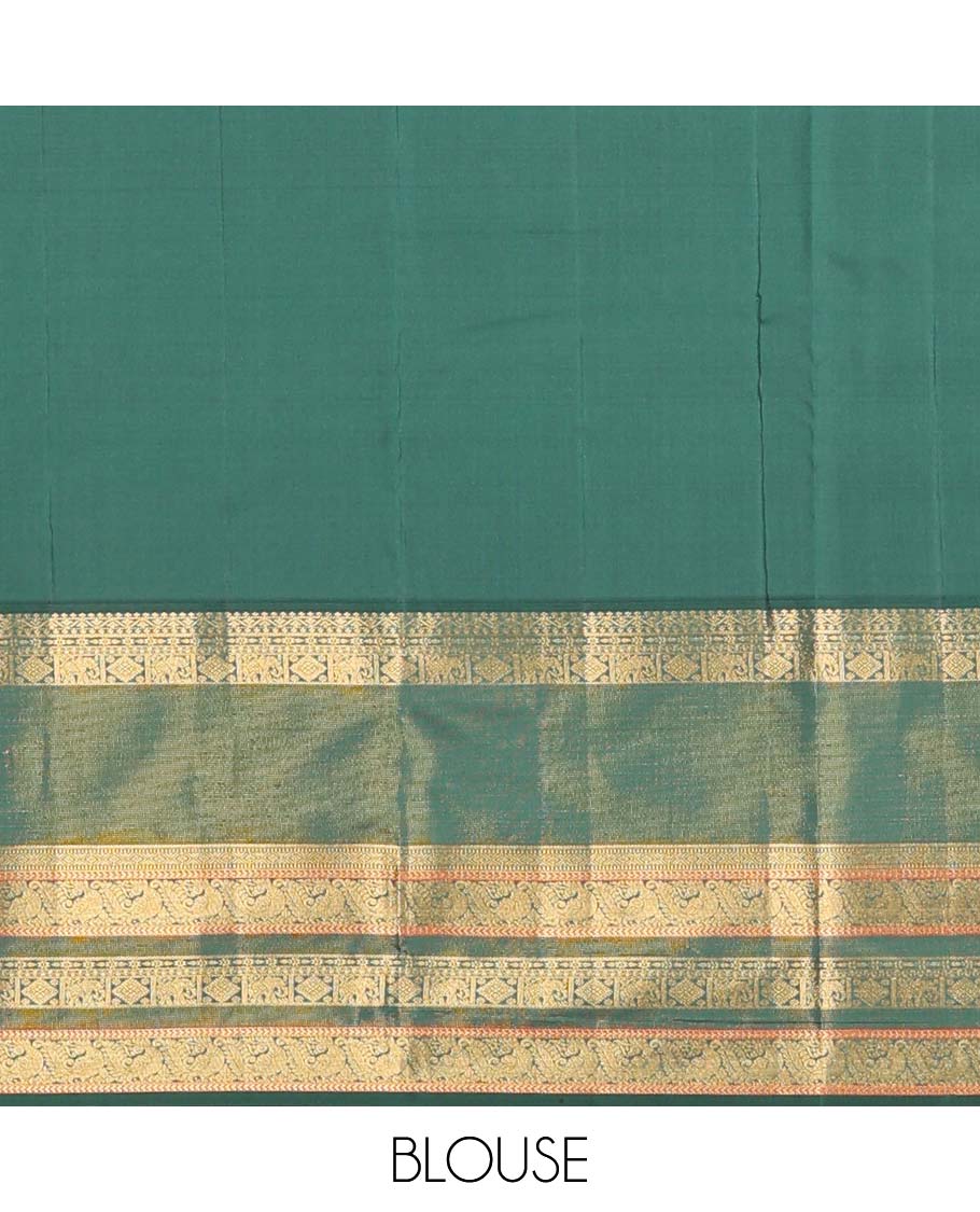 Red zari buttas Vasundhara silk mix saree, contrast rettai pettu traditional design zari border & jaal pallu