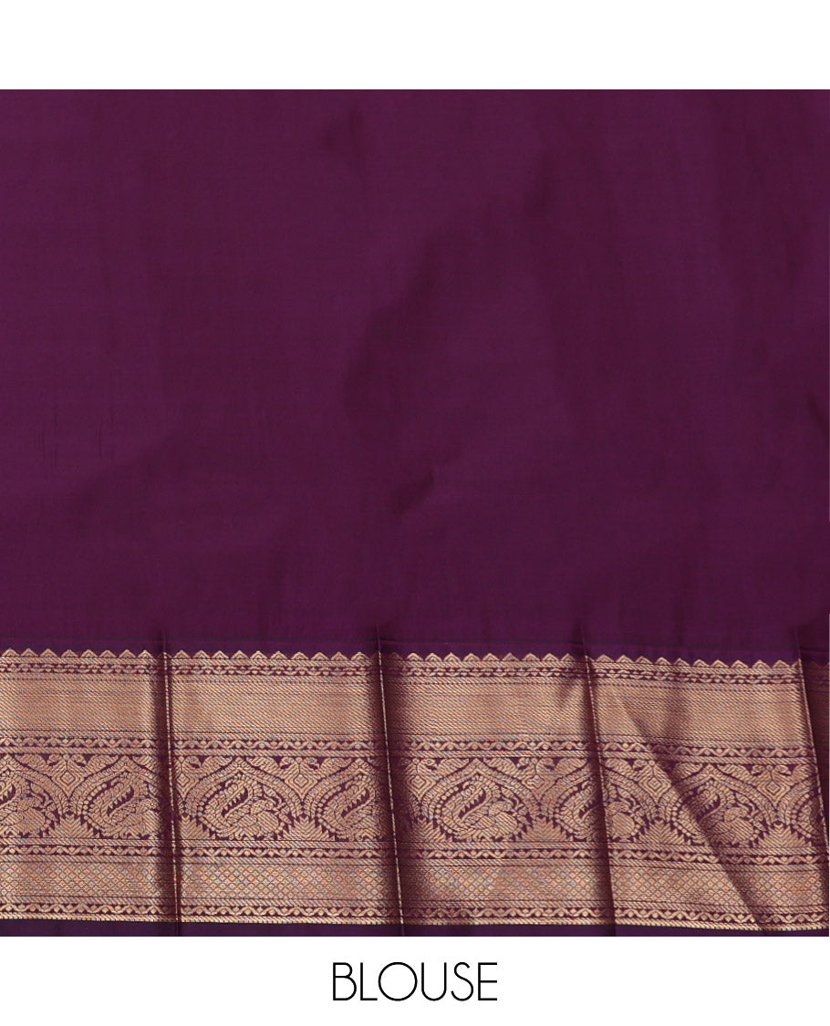 Pale Blue Budget Silk Saree, Subtly Sparkled with Zari Buttas, Complemented by a Contrast Traditional Zari Border, Jaal Pallu, and a Contrast Blouse