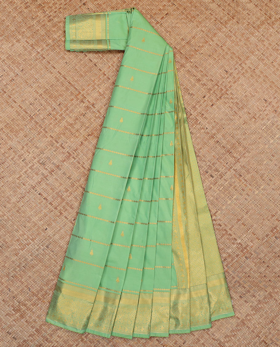 Green Budget Silk Saree, Crafted with Zari Buttas, Complemented by Traditional Zari Border, a Jaal Pallu and a Matching Blouse