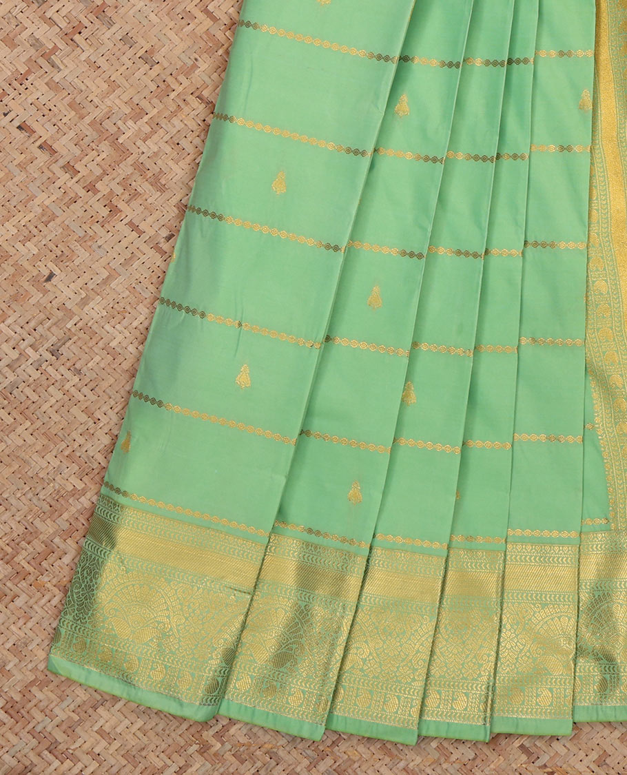 Green Budget Silk Saree, Crafted with Zari Buttas, Complemented by Traditional Zari Border, a Jaal Pallu and a Matching Blouse