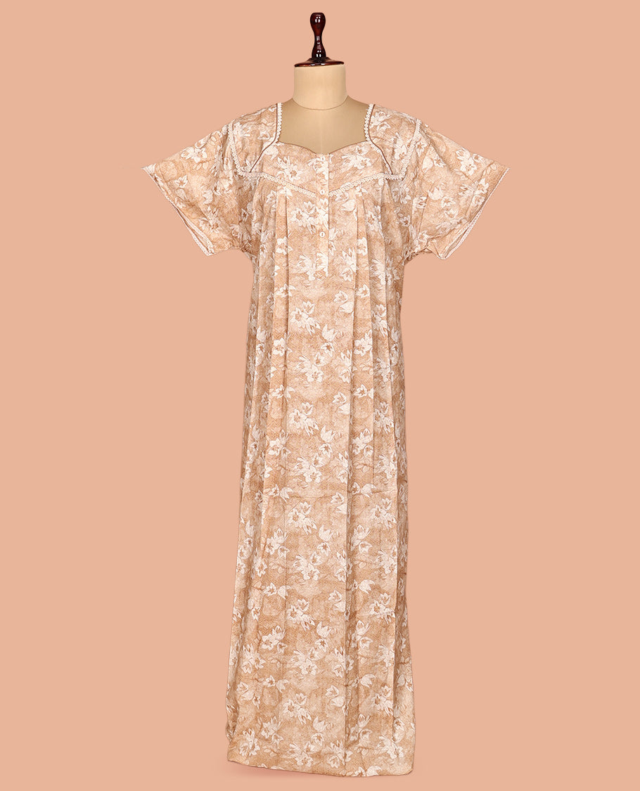 Light Sandal Cotton-Blended Nighty