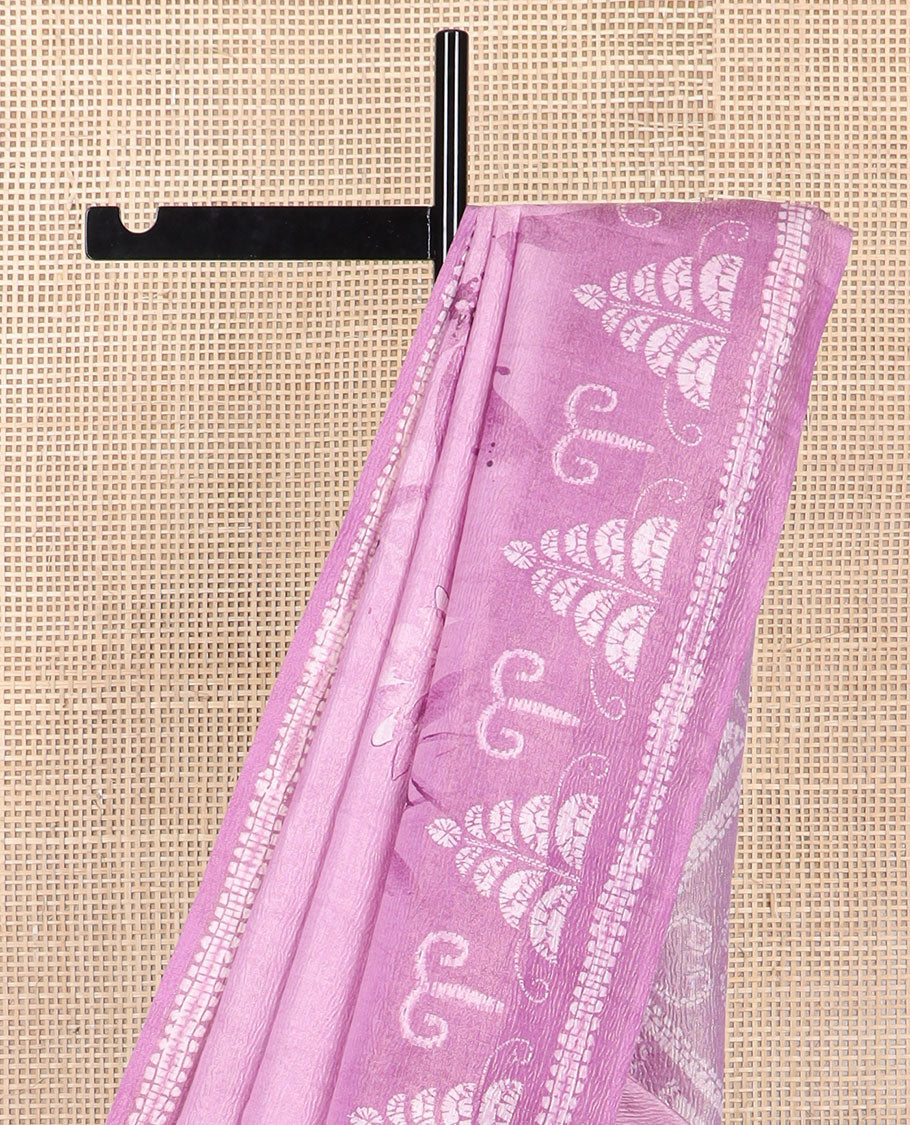 Lavender flower design tissue saree with self floral design border & geometric design pallu