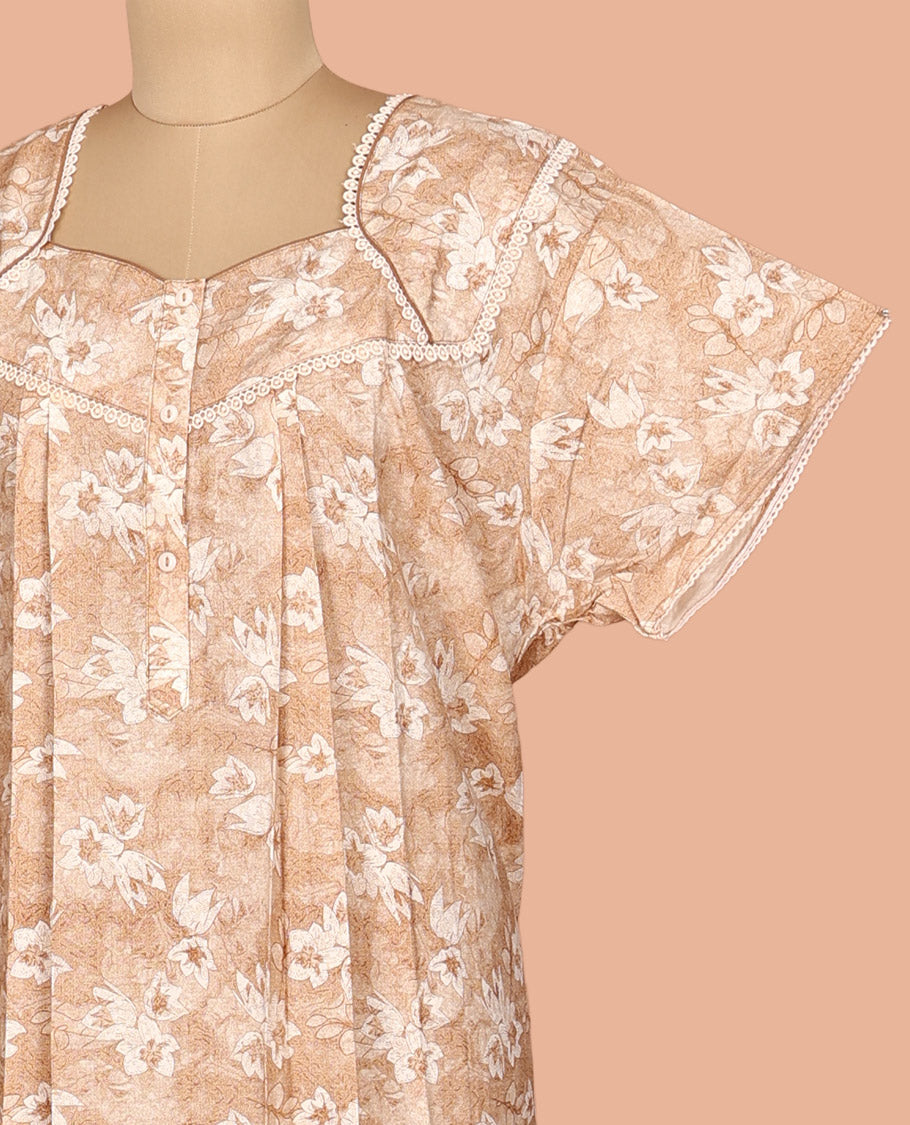 Light Sandal Cotton-Blended Nighty
