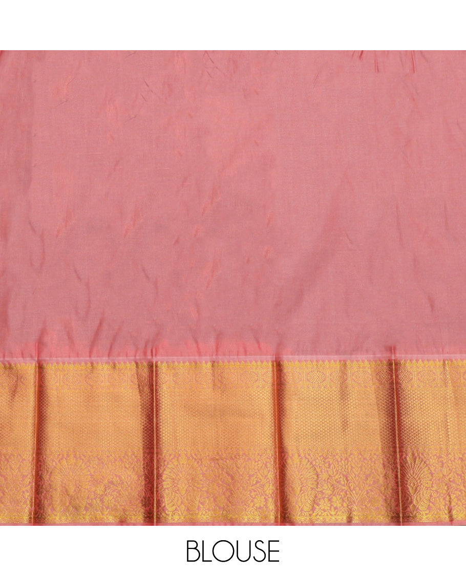 Blue Budget Silk Saree, Enriched with Zari Buttas and Checks, a Contrast Traditional Zari Border, Grand Pallu, and a Contrast Blouse