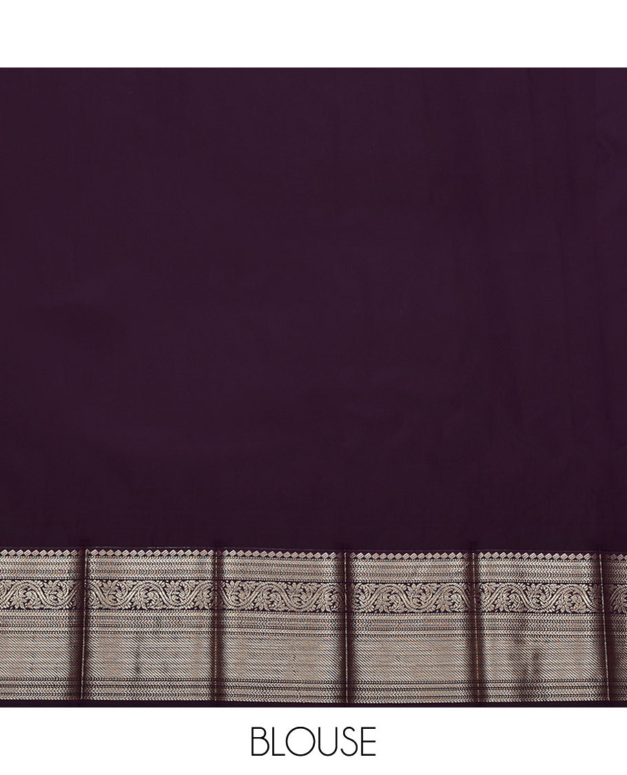 Red Budget Silk Saree, Accentuated with Zari Butta Enclosed Checked Design on Its Body, Complemented by a Contrast Traditional Zari Design Border, Grand Jaal-Patterned Pallu, and Paired with a Contrast Blouse
