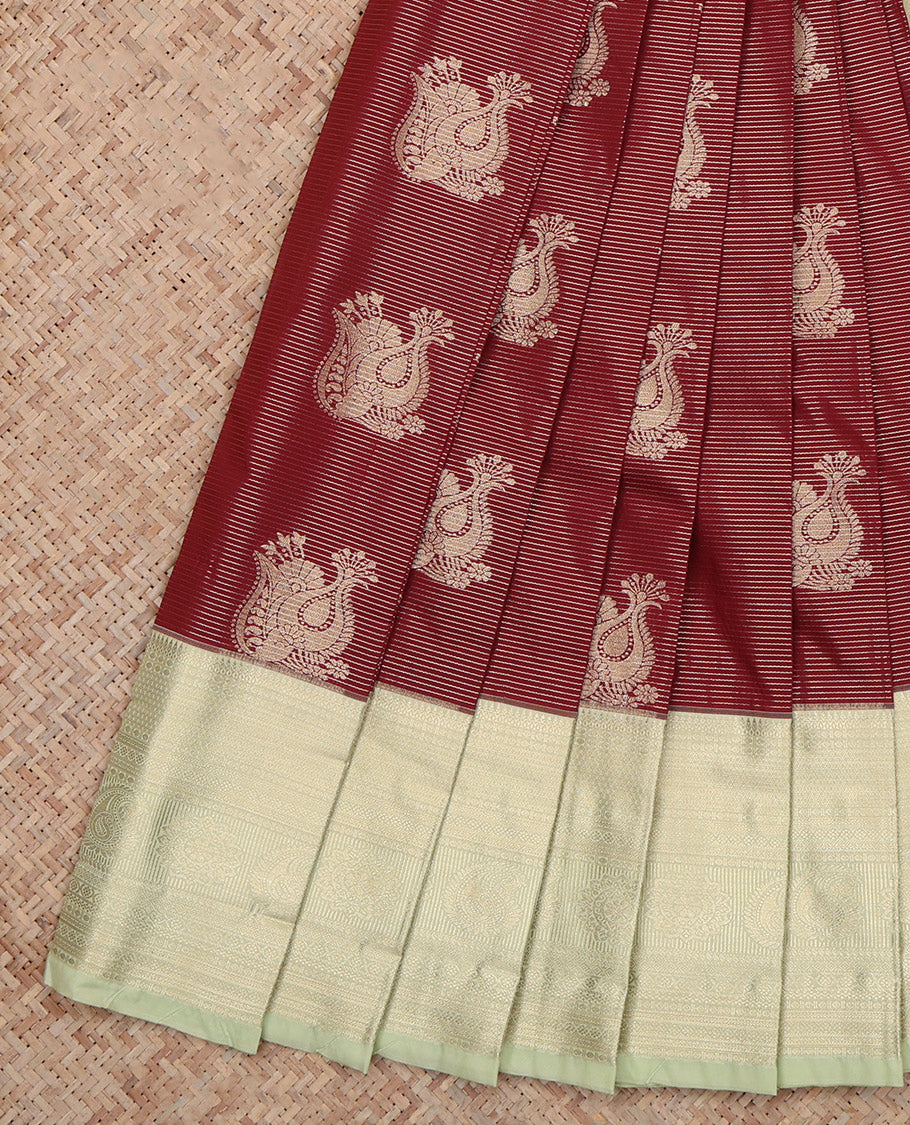 Maroon Traditional Zari Border Budget Silk Saree
