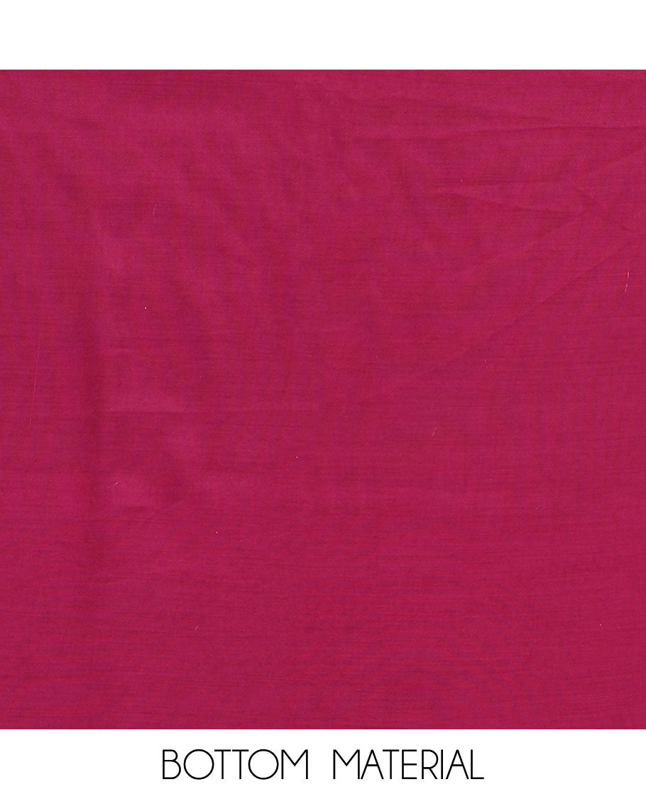 Maroon material chudidar set, zari design top, plain bottom and floral zari buttas dupatta