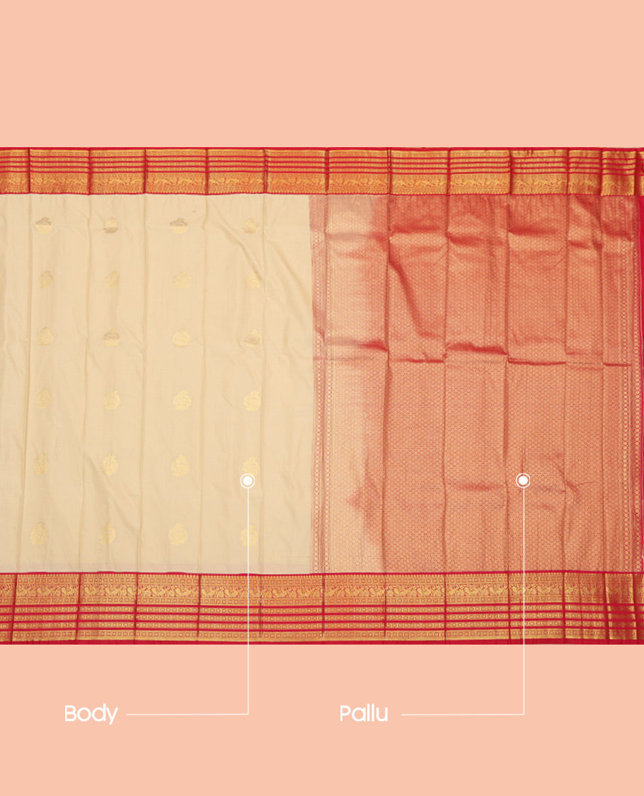 Cream Budget Silk Saree