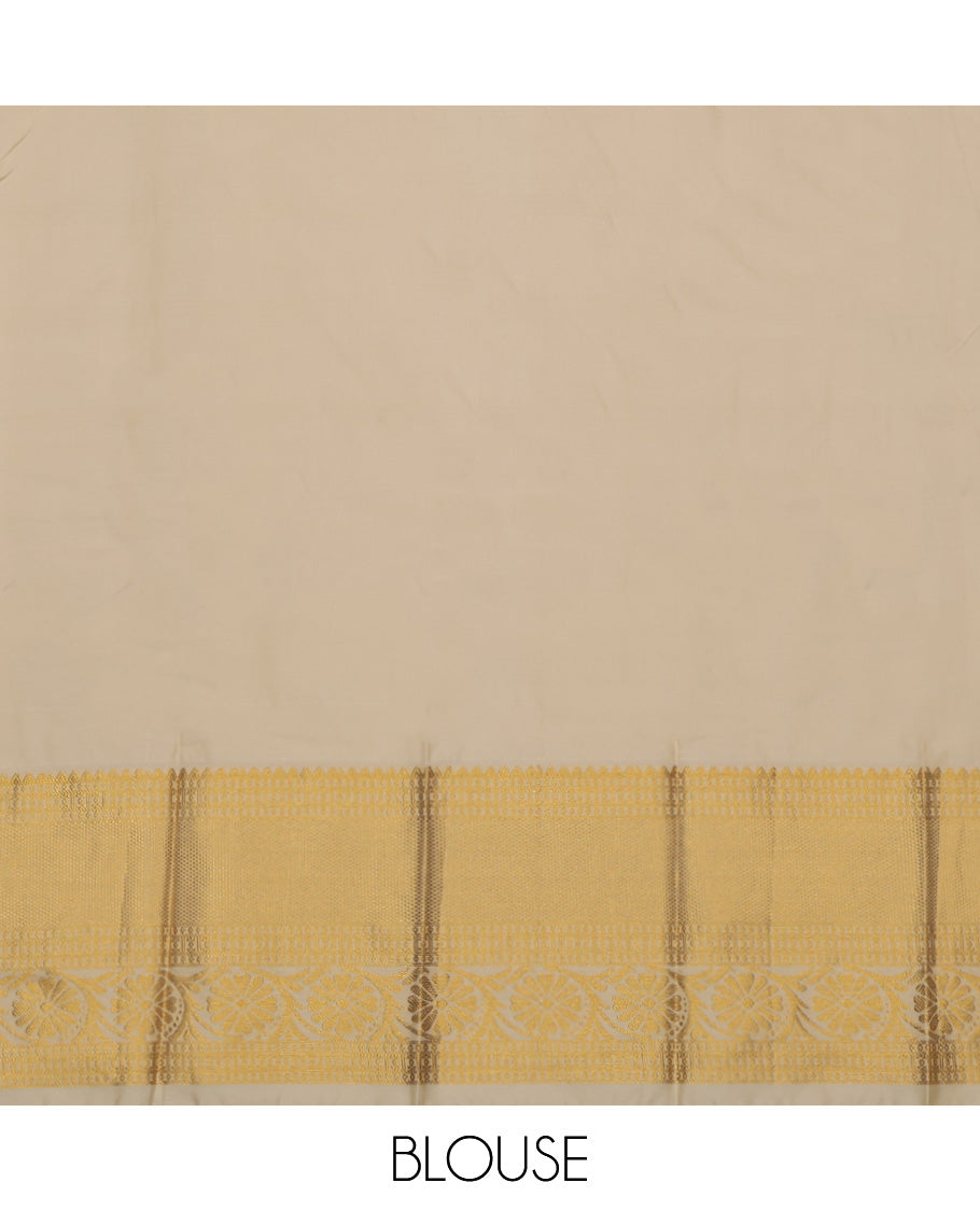 Maroon Budget Silk Saree, Enriched with Zari Buttas and Checks, a Contrast Traditional Zari Border, Sparsely Woven Pallu, and a Contrast Blouse