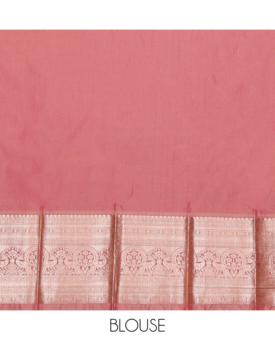 Blue Budget Silk Saree, Delicately Woven with Zari Buttas on Its Body, Complemented by a Contrast Traditional Zari Design Border, Intricately Designed Pallu, and Paired with a Contrast Blouse
