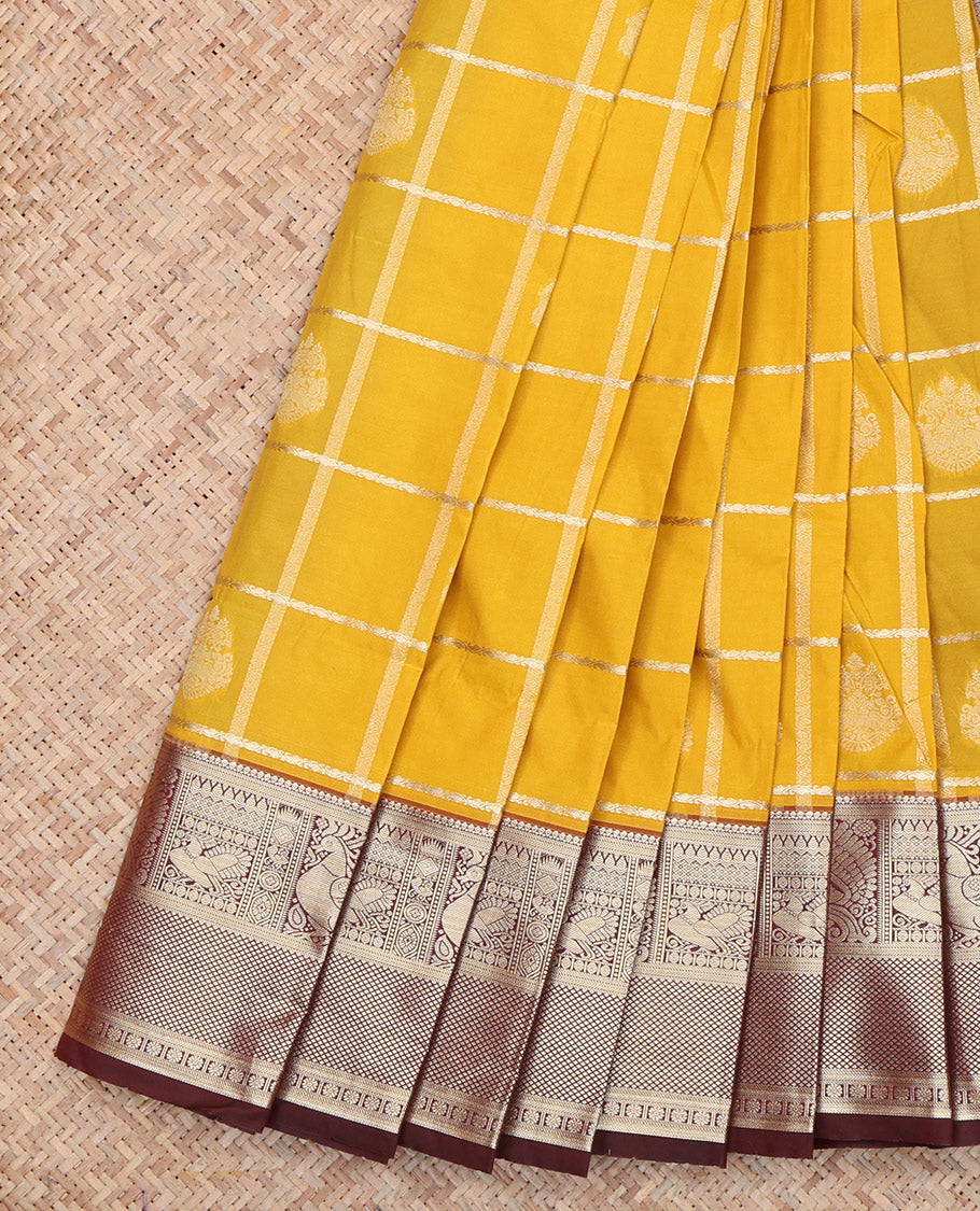 Yellow Zari Buttas Budget Silk Saree
