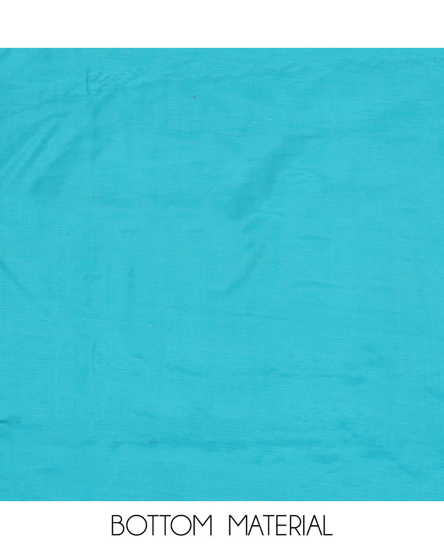 Blue material chudidar set, self-color thread and sequins embroidered top, plain bottom and sequins work dupatta
