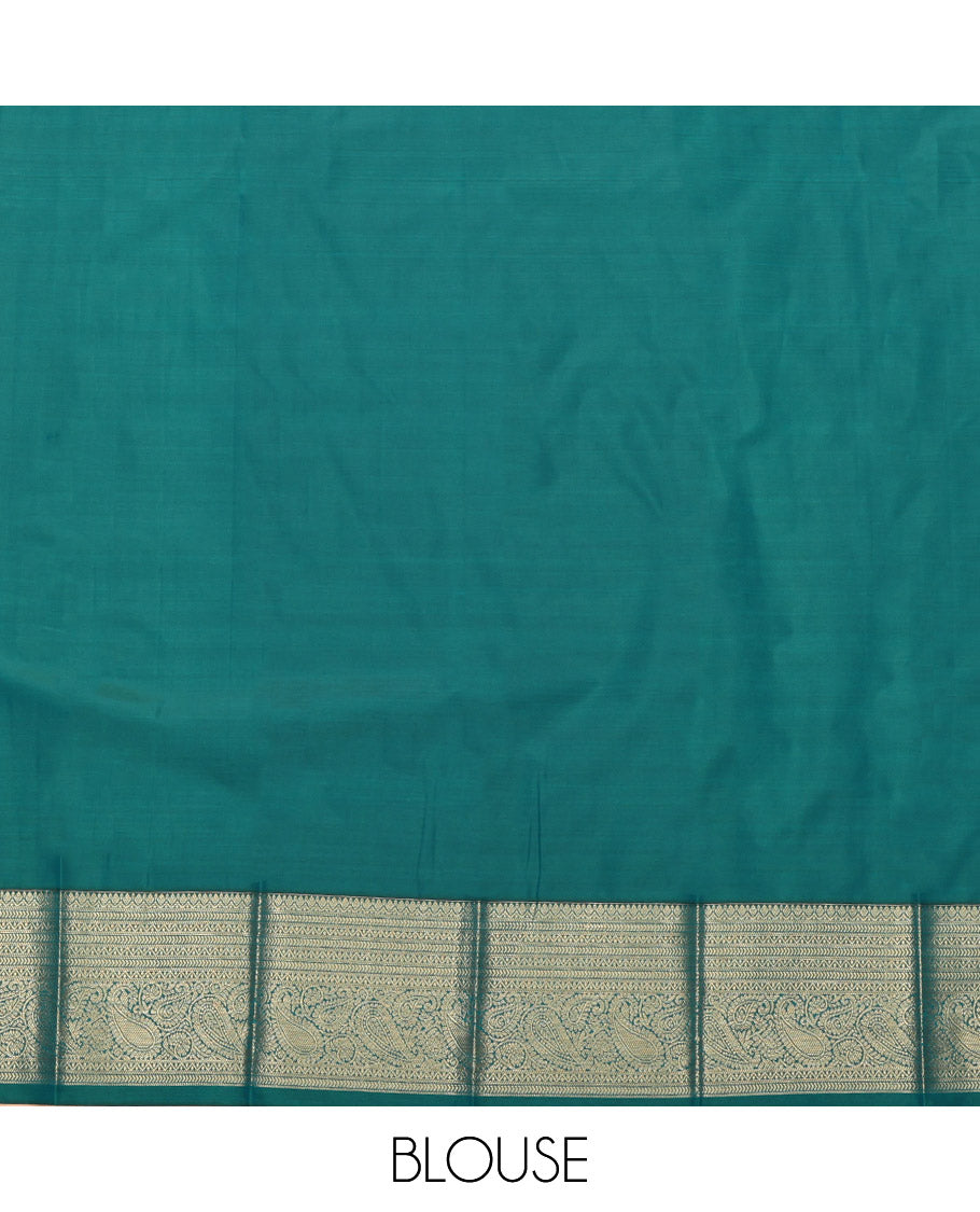 Green Budget Silk Saree, Delicately Woven with Zari Buttas, Highlighted by a Traditional Zari Border, Intricate Pallu, and a Matching Blouse