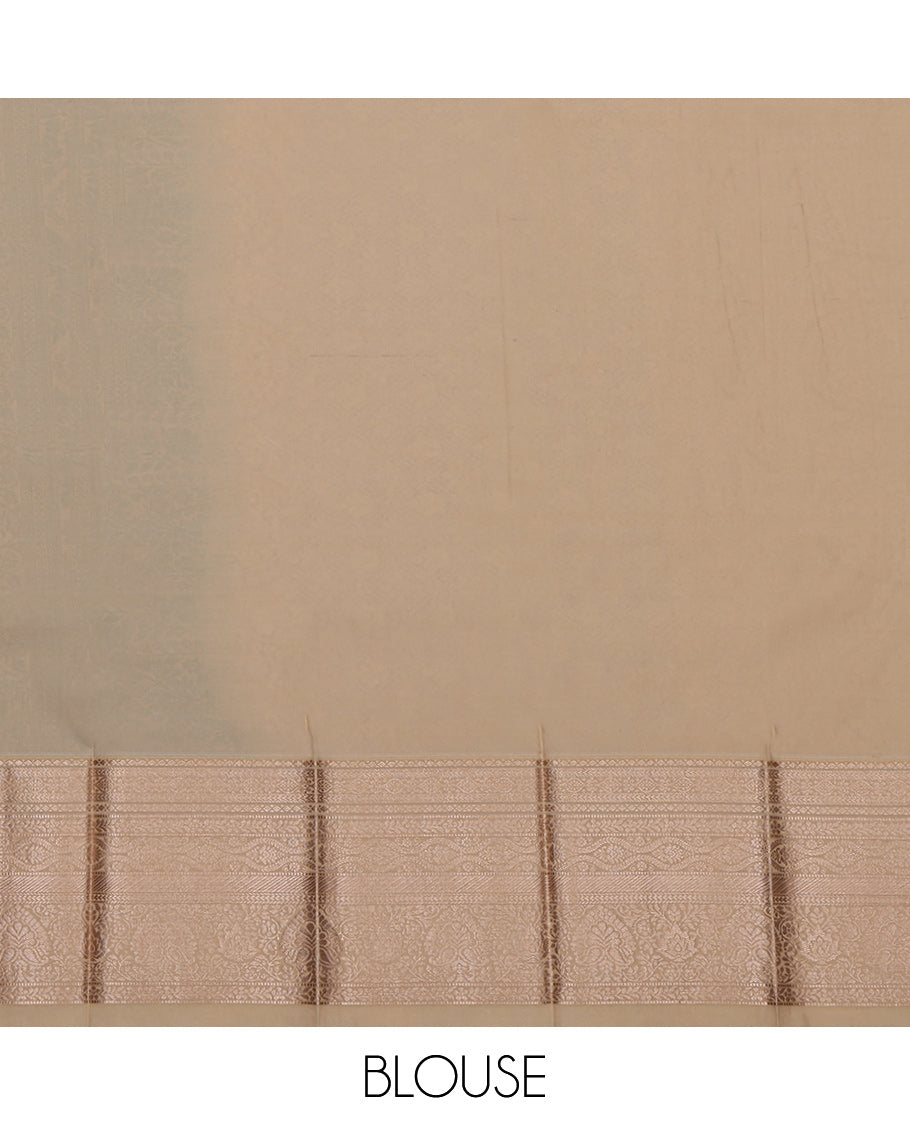 Green Budget Silk Saree, Showcasing Zari Buttas on Its Body, Complemented by a Contrast Traditional Zari Design Border, Intricately Designed Pallu, and Paired with a Contrast Blouse