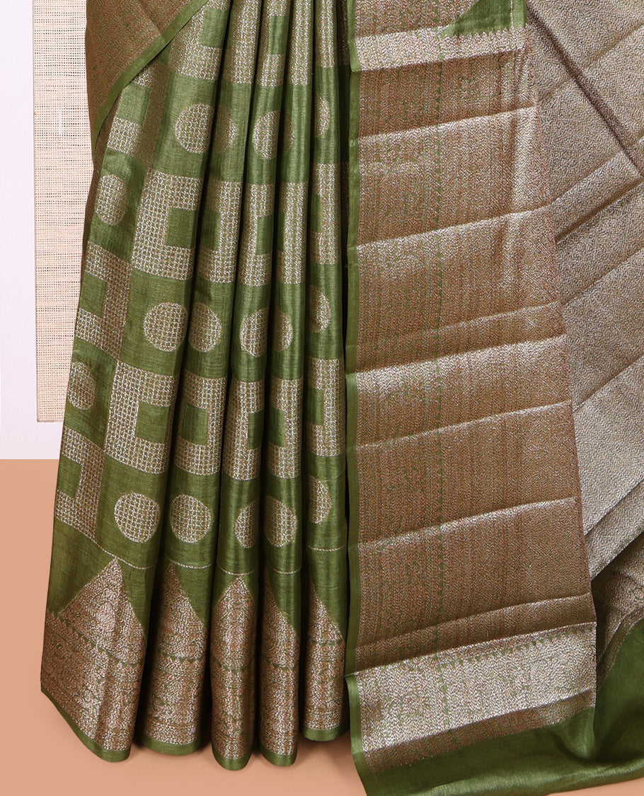 Green Tussar Silk Saree