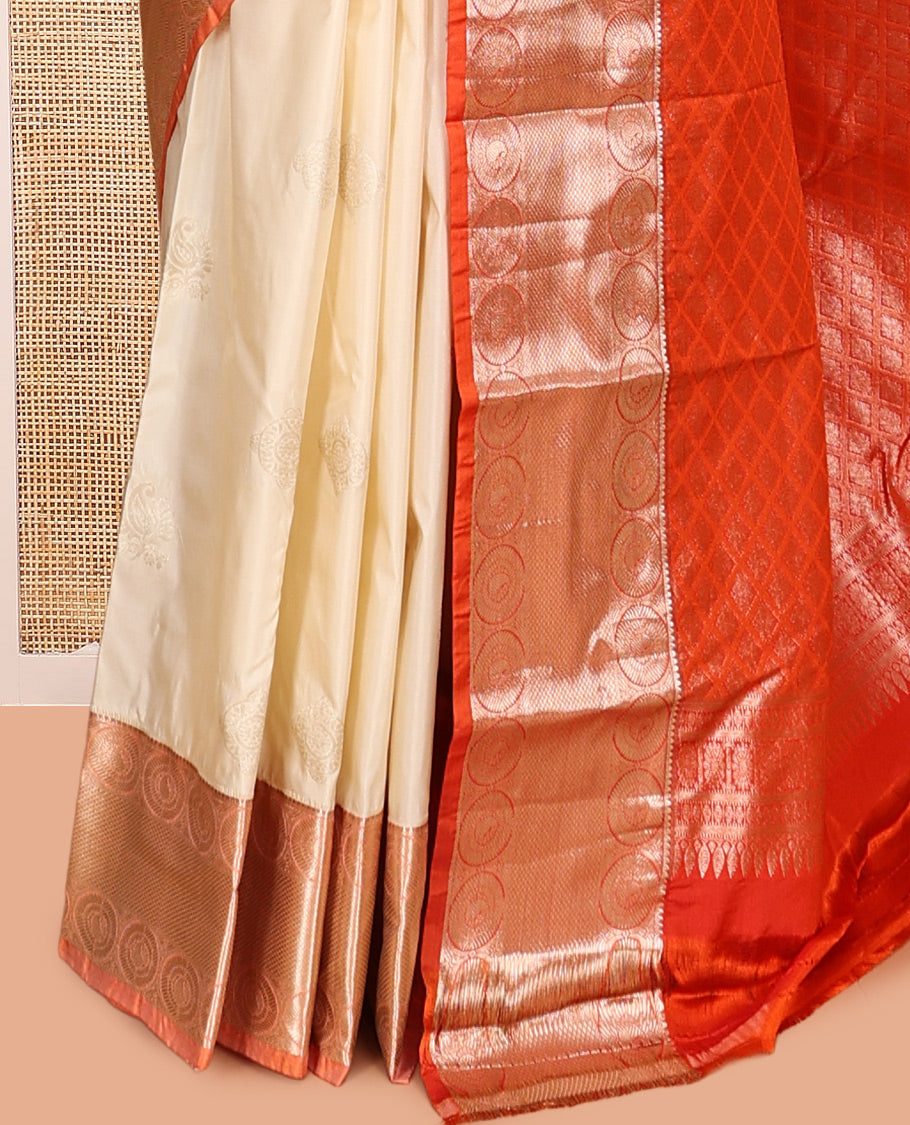 Off-White Zari Buttas Gift Saree