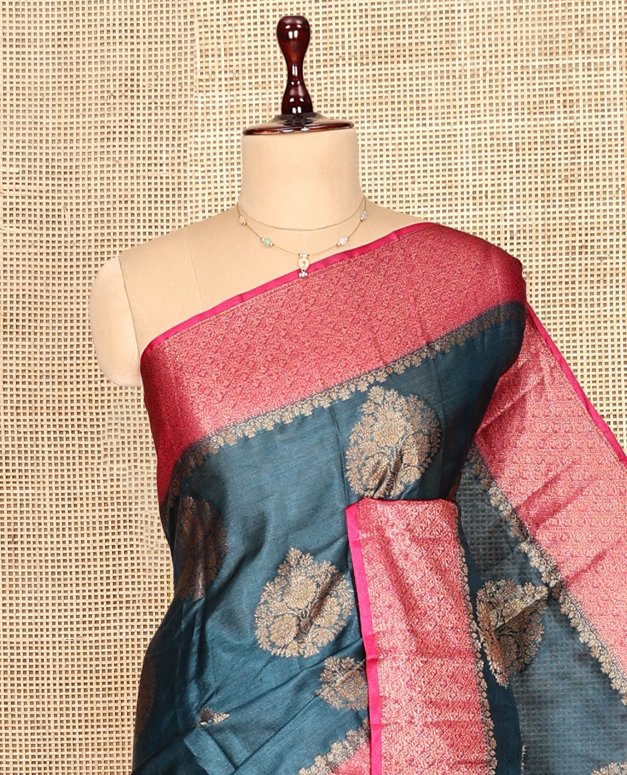 Blue Butta Fancy Tussar Saree