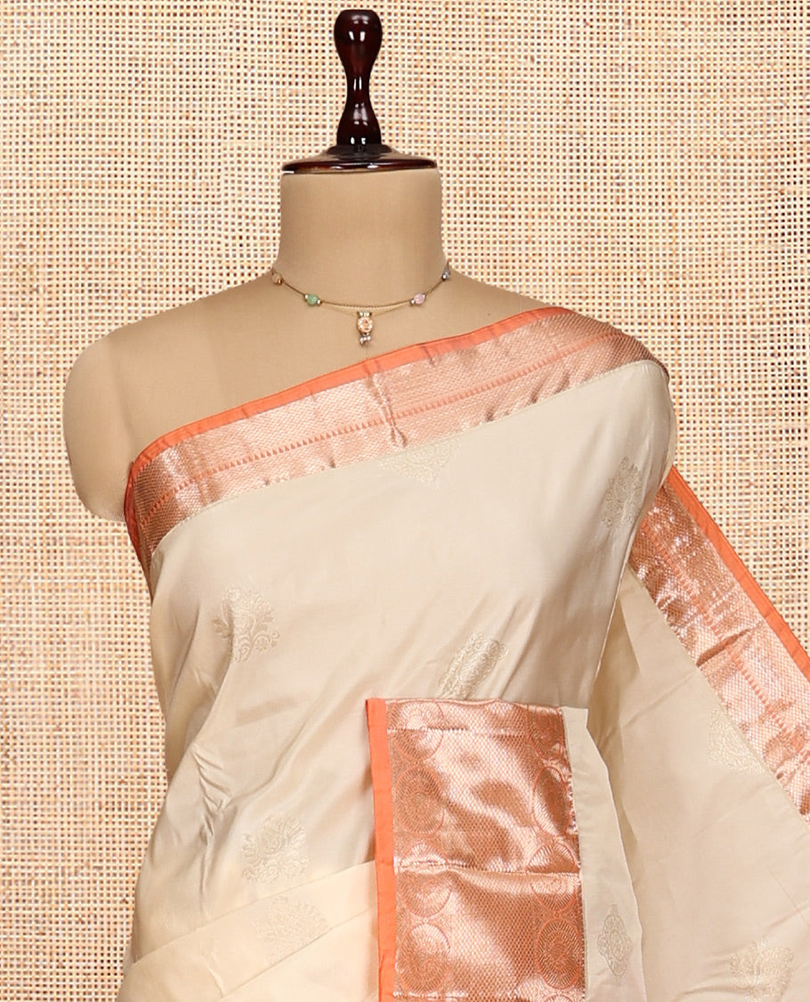 Off-White Zari Buttas Gift Saree