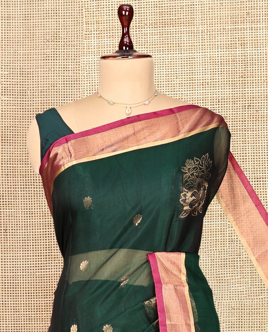 Green Floral Silk Cotton Saree