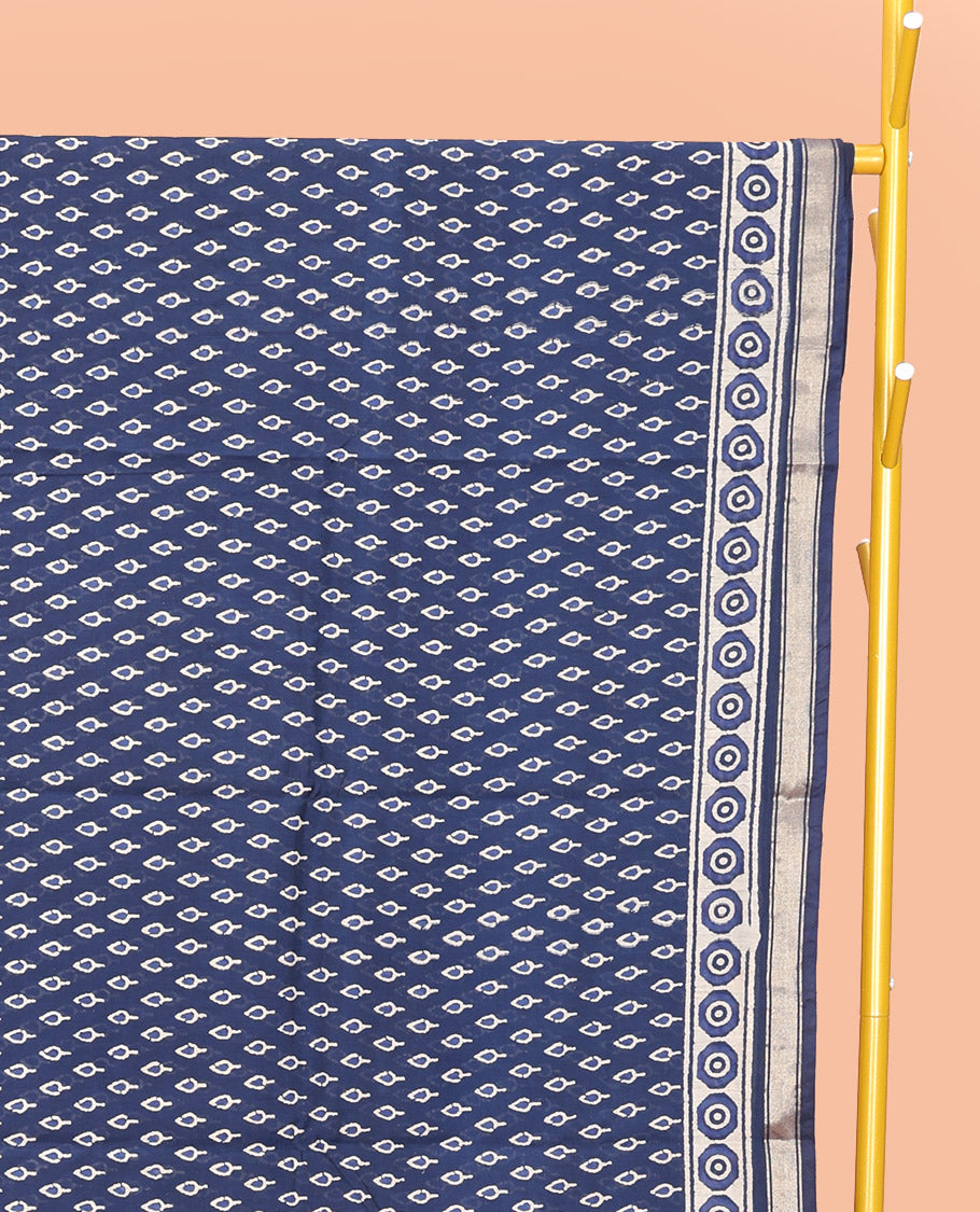 Purple Mul Mul Cotton Saree, Enriched with Ikat Buttas, Contrast Kalamkari Floral-Peacock Border, Kalamkari Printed Pallu, and a Contrast Blouse