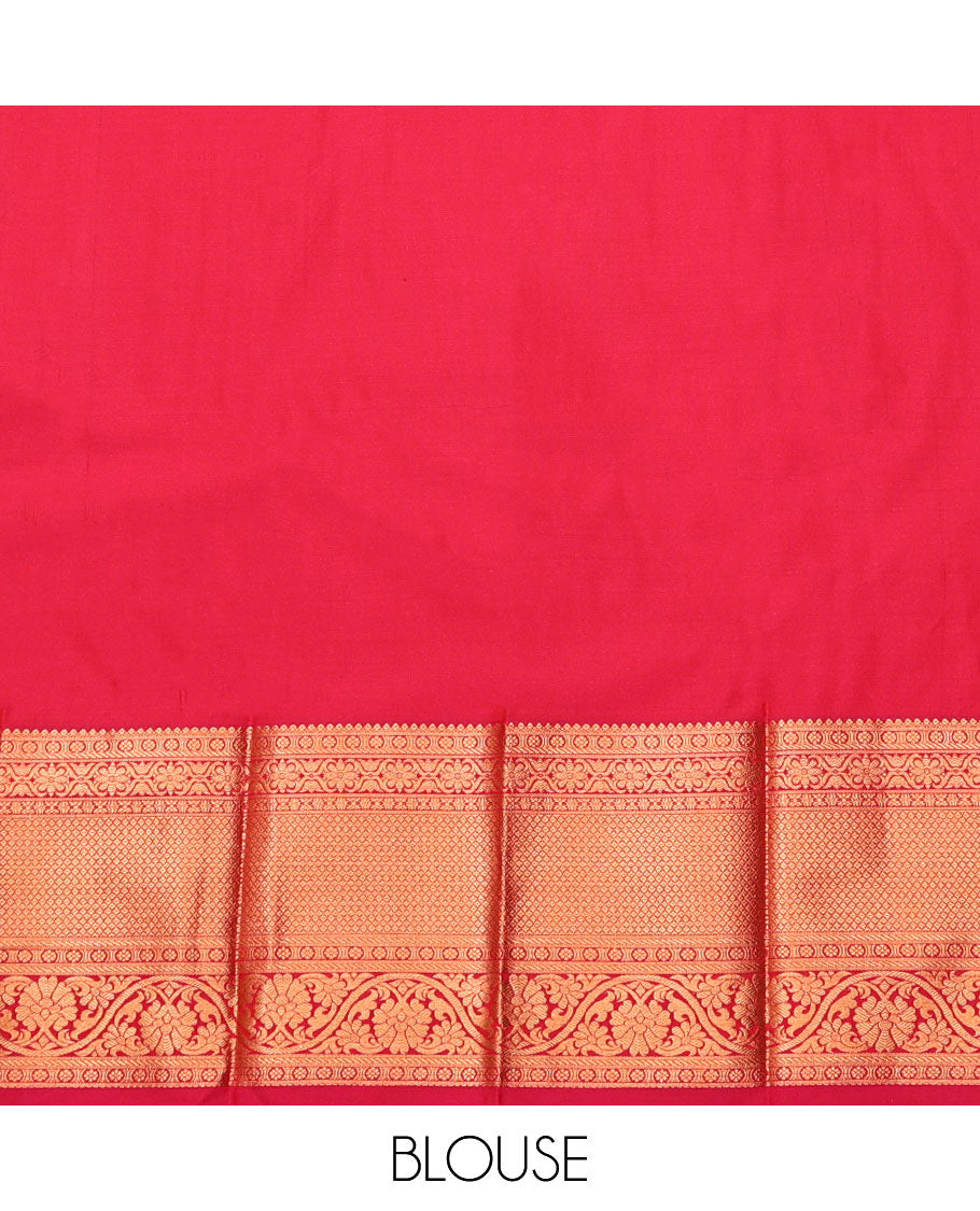 Blue Budget Silk Saree, Ornamented with Jacquard, Complemented by Contrast Traditional Zari Border, Intricate Pallu, and a Contrast Blouse