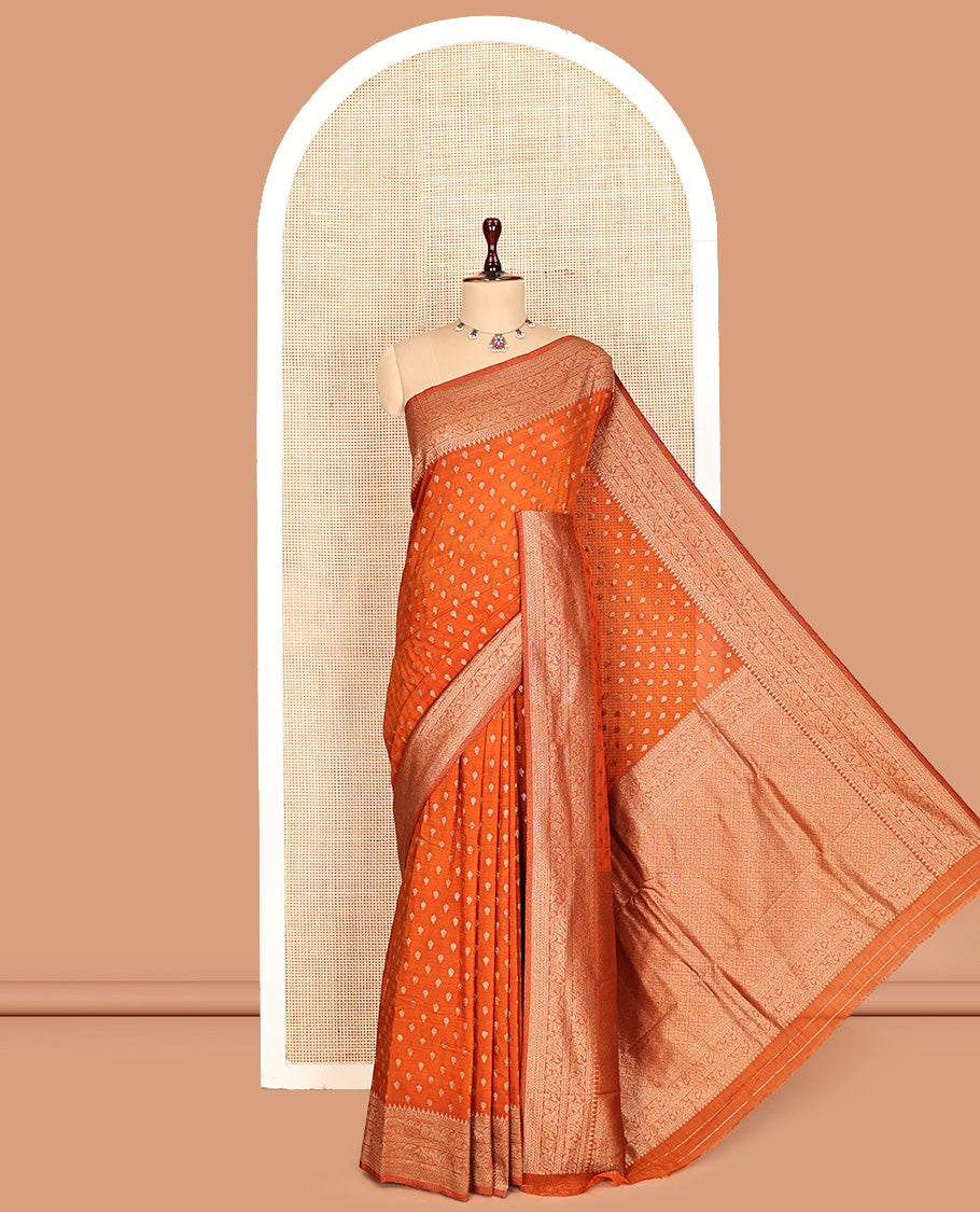 Orange Fancy Crepe Saree