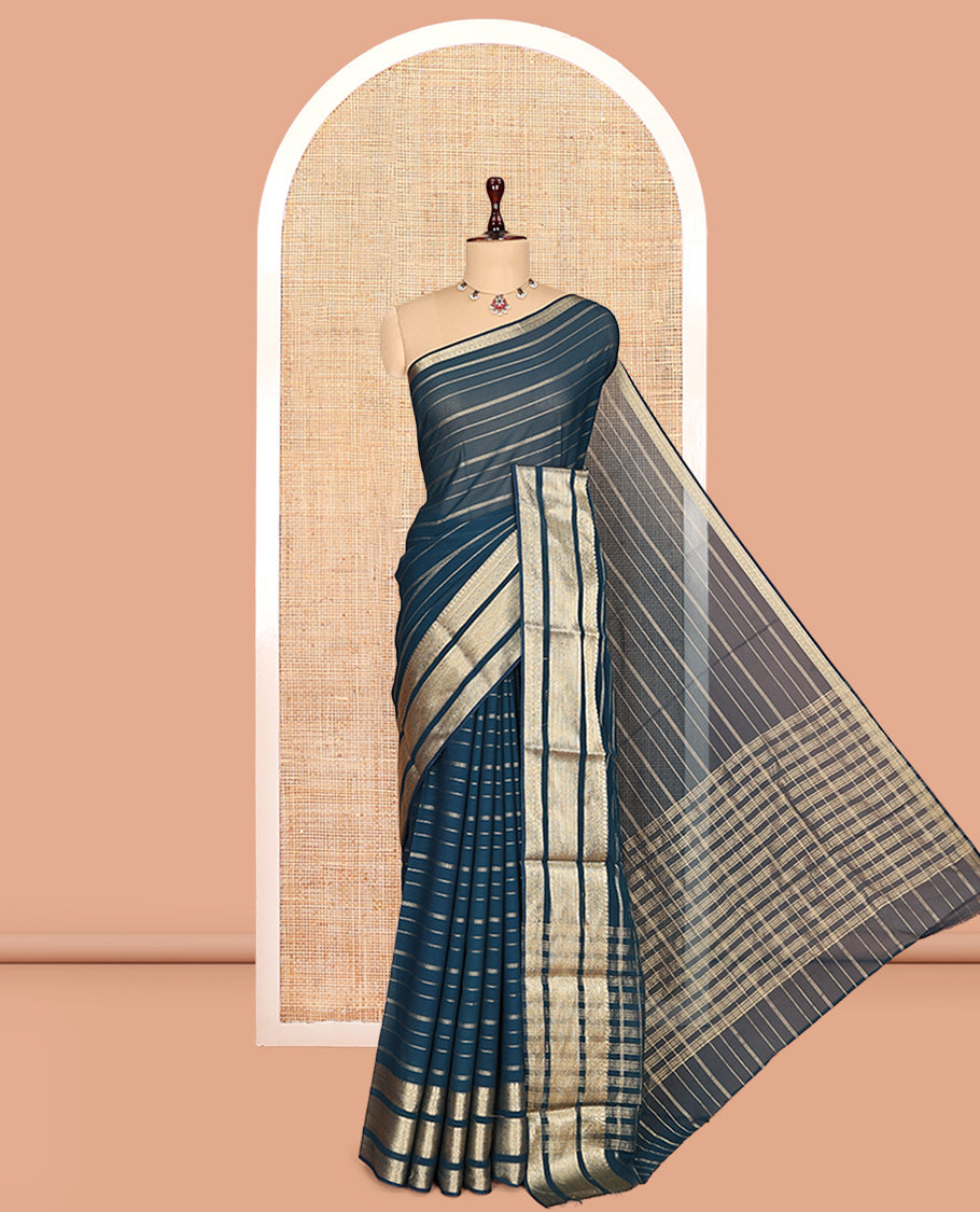 Blue Semi Mysore Silk Saree