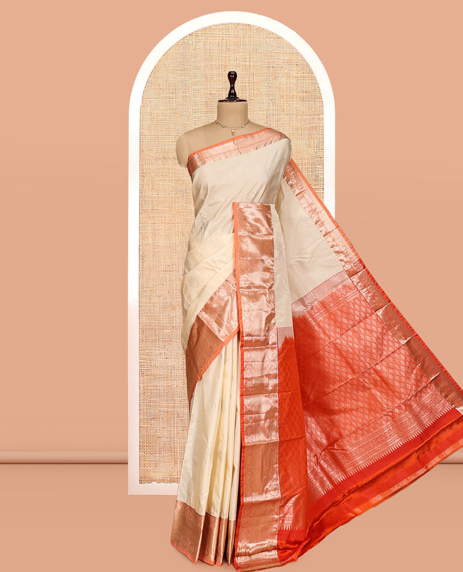Off-White Zari Buttas Gift Saree