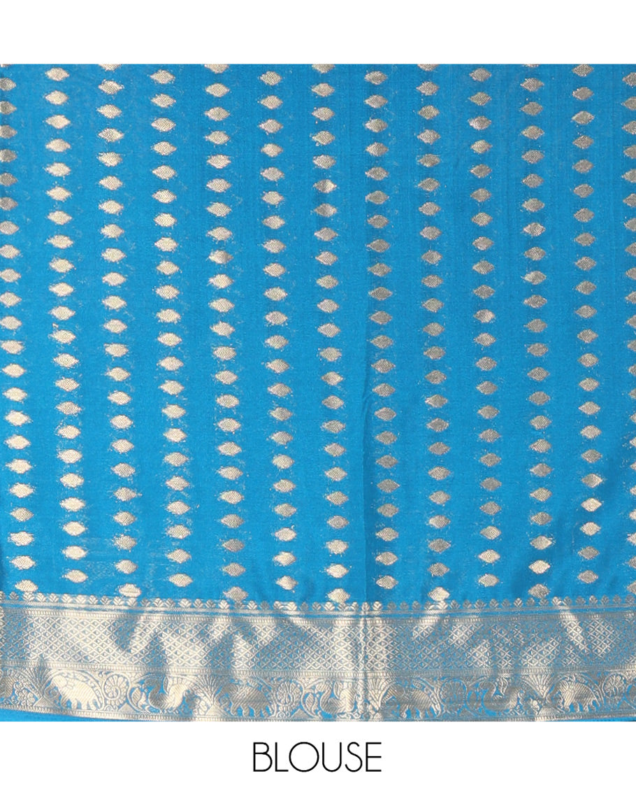 Rama Blue Fancy Mysore Silk Saree