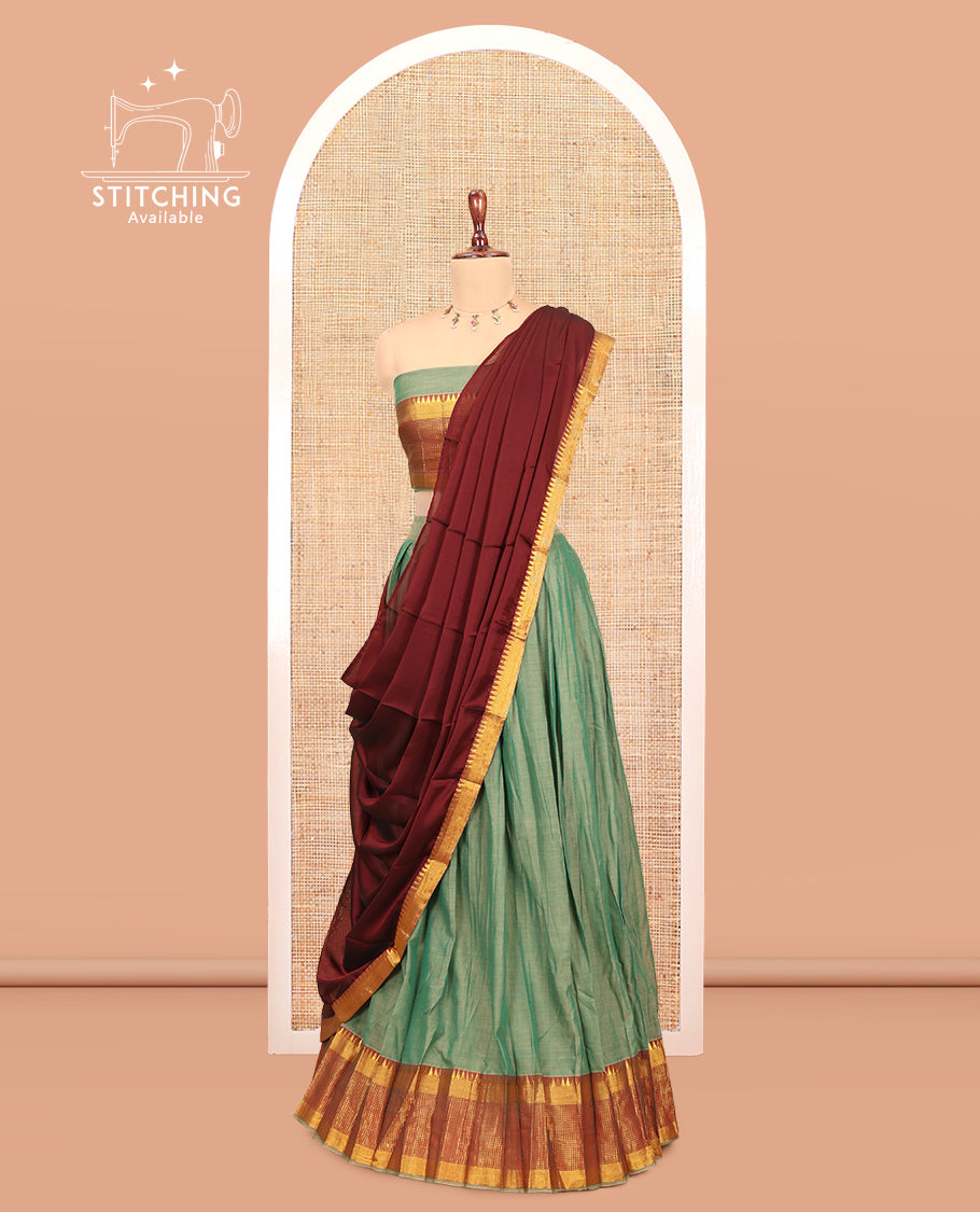 Pista Green Mercerised Cotton Half-Saree