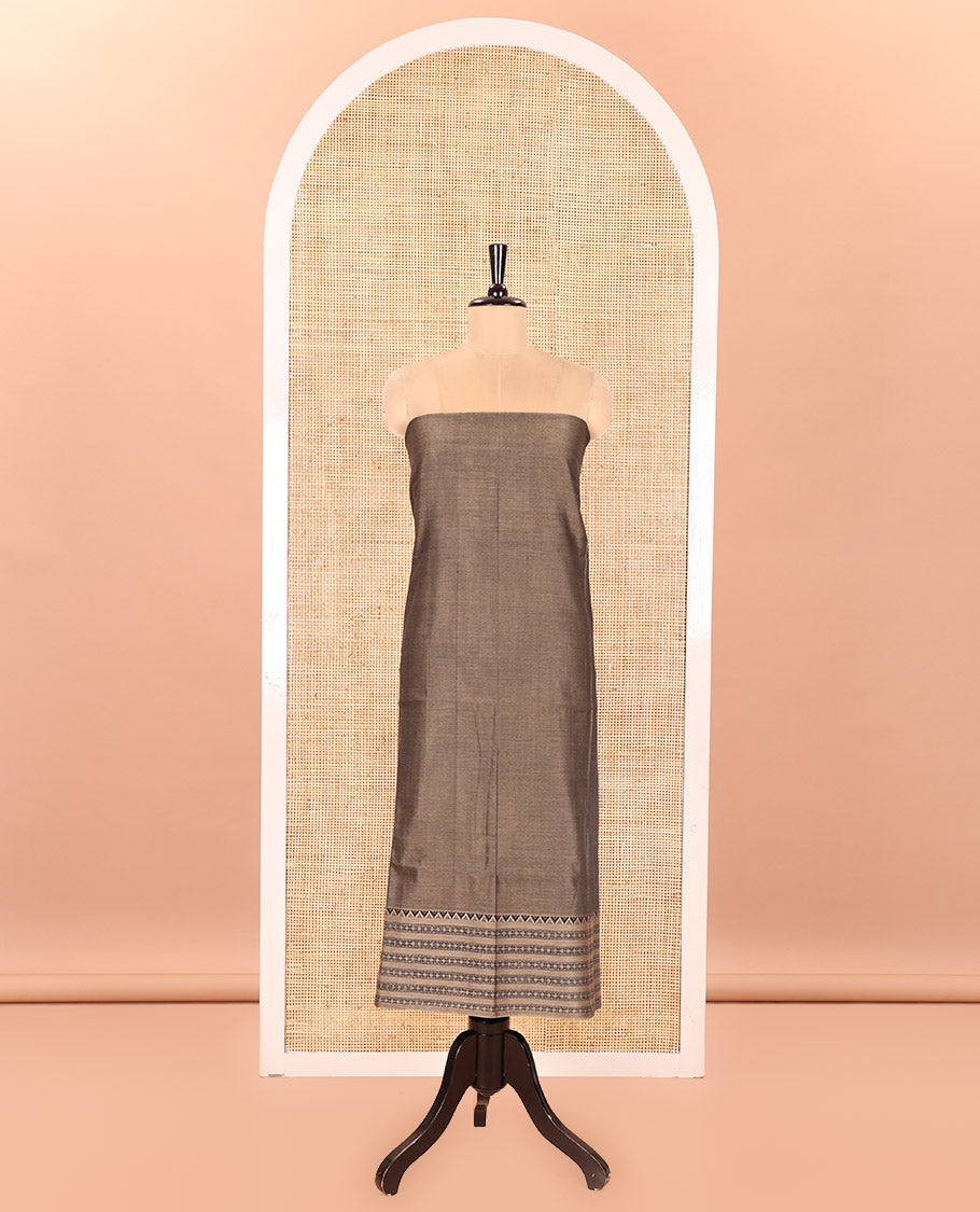 Chikku Mercerised Cotton Material Churidar Set, Subtly Made Plain with Traditional Bordered Top, a Mercerised Cotton Bottom, and Paired with a Mercerised Cotton Traditional Bordered Dupatta