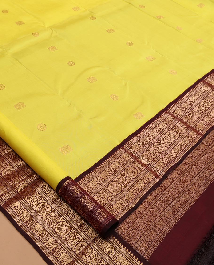 Yellow Kanchipuram Silk Saree