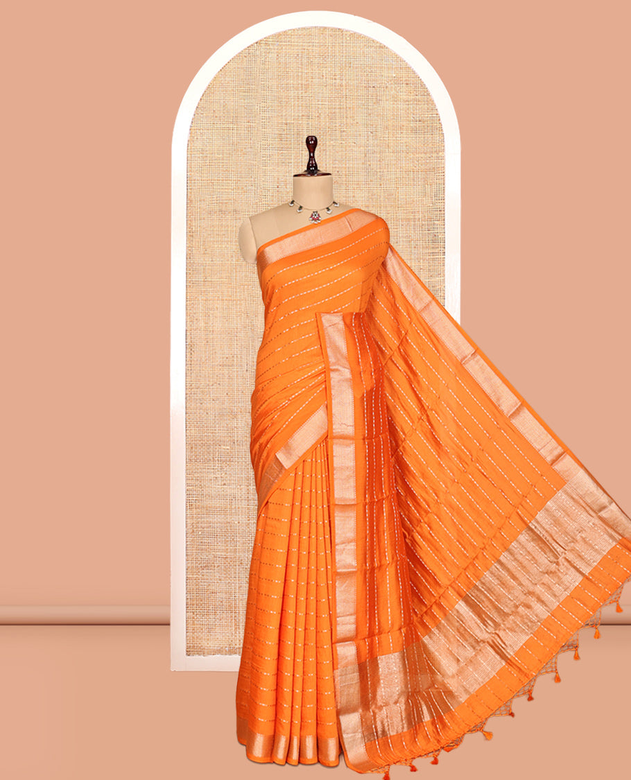 Orange Assam Silk Saree