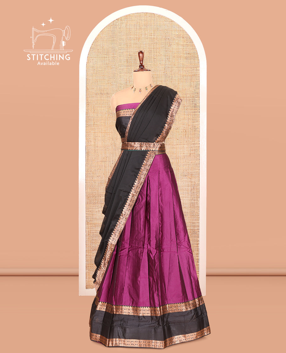 Dark Purple Semi-Silk Half-Saree