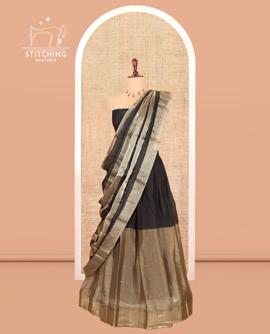 Black Velvet Organza Half-Saree