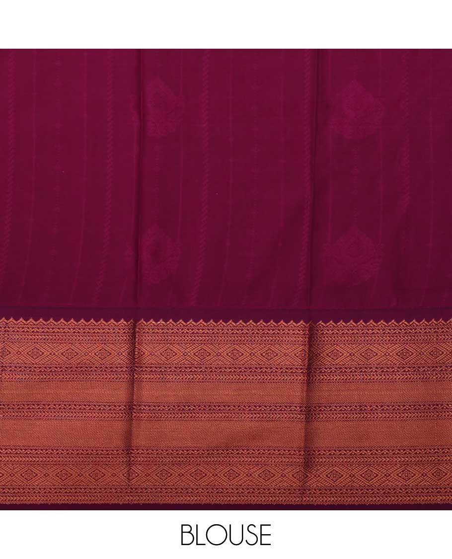Green striped floral design art silk pavadai material with contrast traditional zari design border & zari design blouse