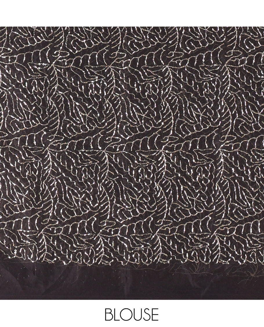 Borderless Black Plain Rangoli Chiffon Saree