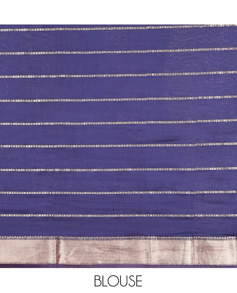 Pink Assam Silk Saree, Finely Crafted with Zari Stripes, a Traditional Zari Border, a Pallu Steeped with Zari Stripes, and a Contrast Blouse