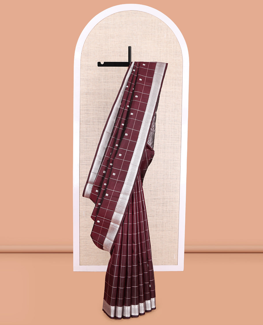 Maroon Kanchipuram Chettinad Saree