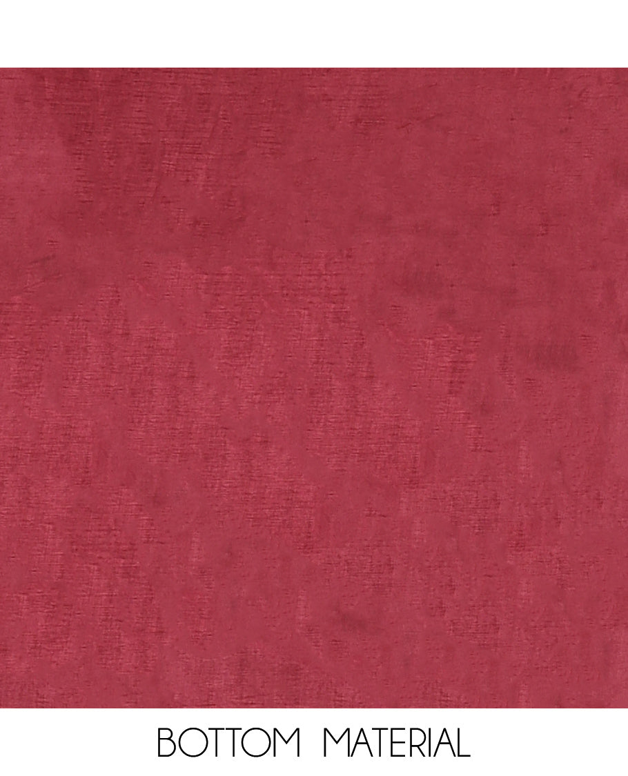 Maroon Mul Chanderi Material Chudidar Set, Subtly Sparkled with Buttas Top, a Matching Bottom, and a Circle Motif Woven Dupatta