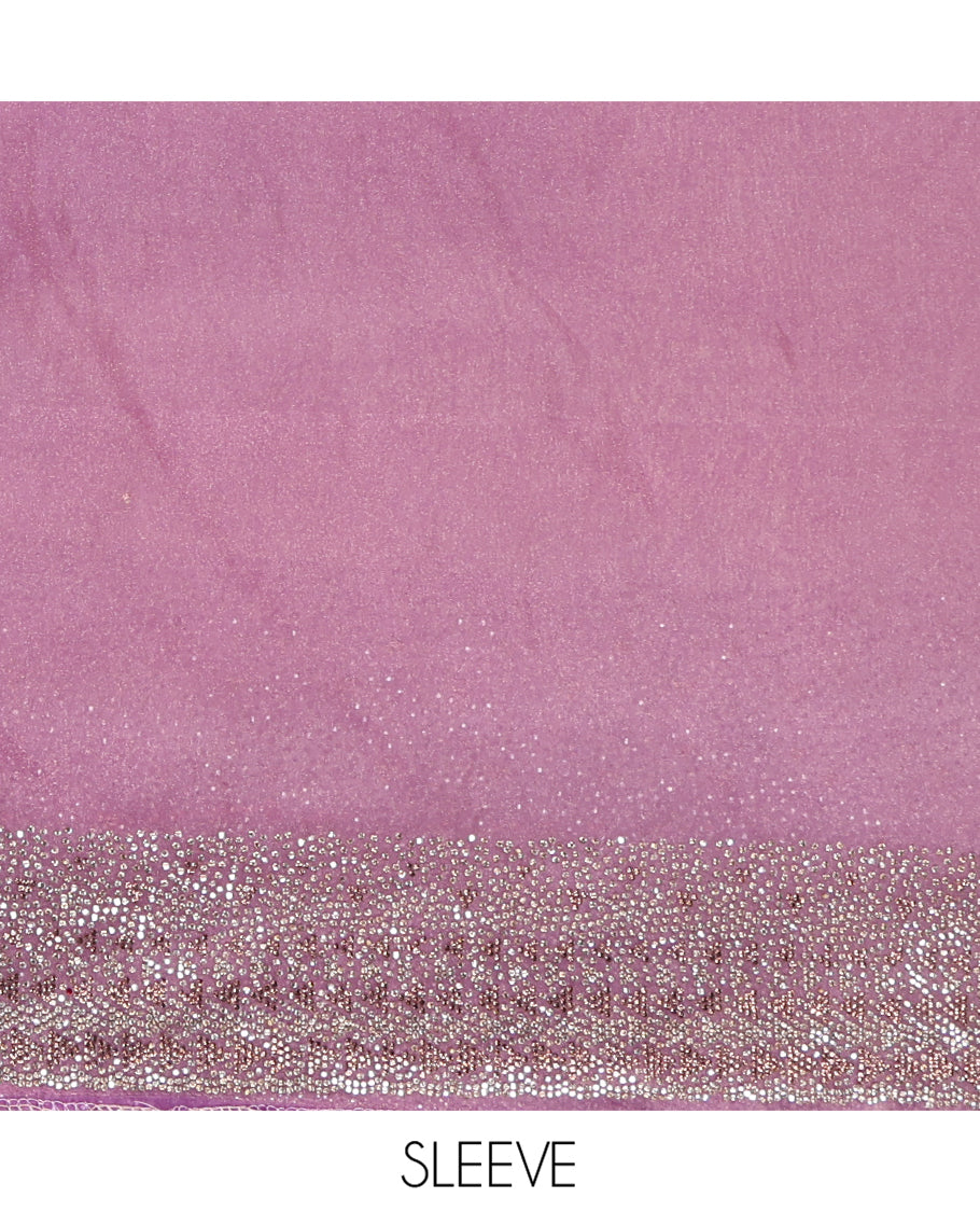 Lavender Fendi Silk Saree with Swarovski Stonework Border, and a Stonework Blouse