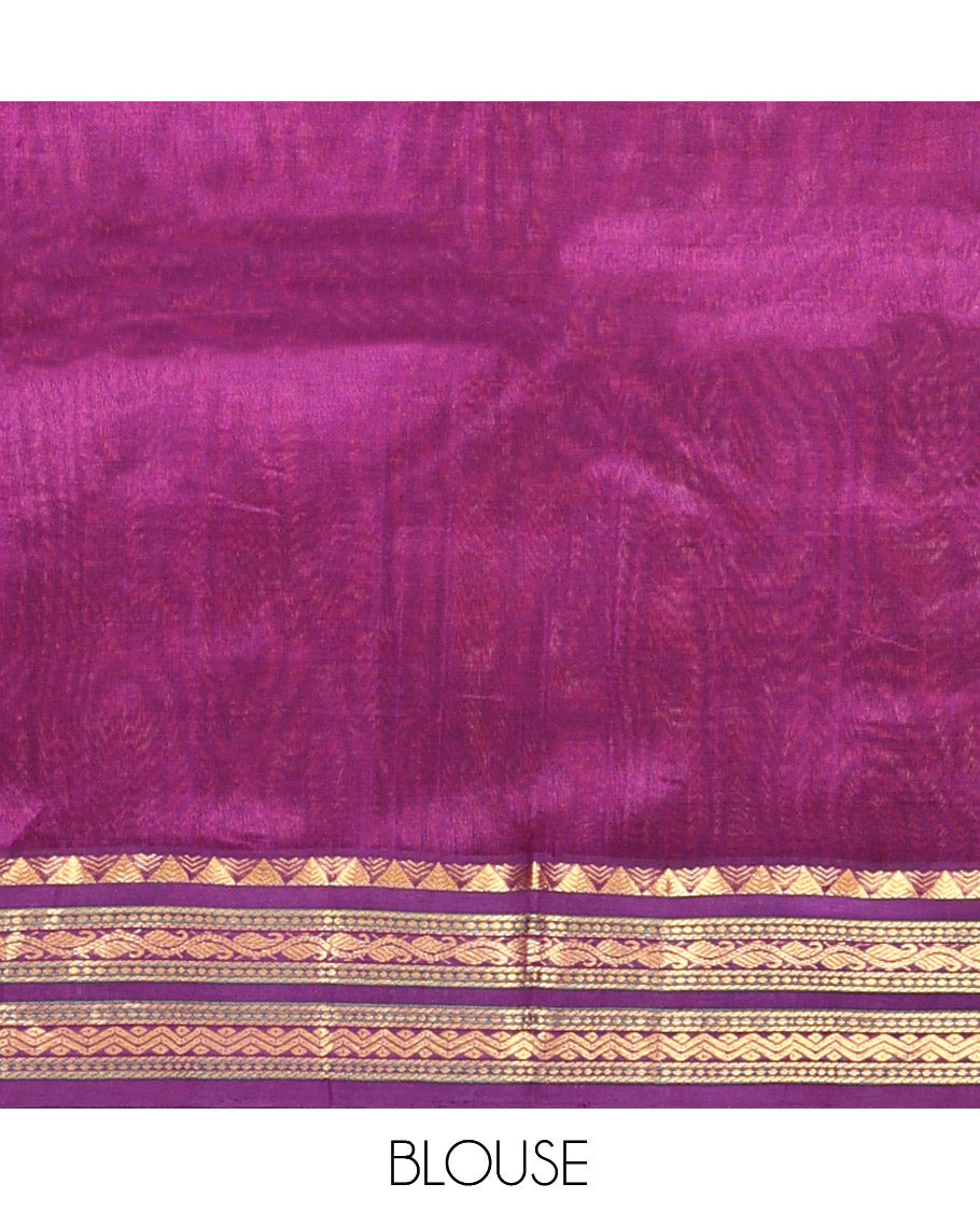 Peach Checks Design Kuppadam Silk Saree