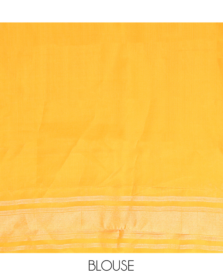 Orange Vasundhara Lite Silk Mix Saree, a Thazampoo Rekku Border, Jaal Pallu, a Matching Blouse