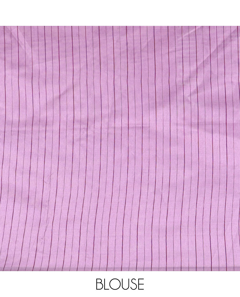 Borderless purple jumping style design semi jute saree with plain pallu & lining blouse