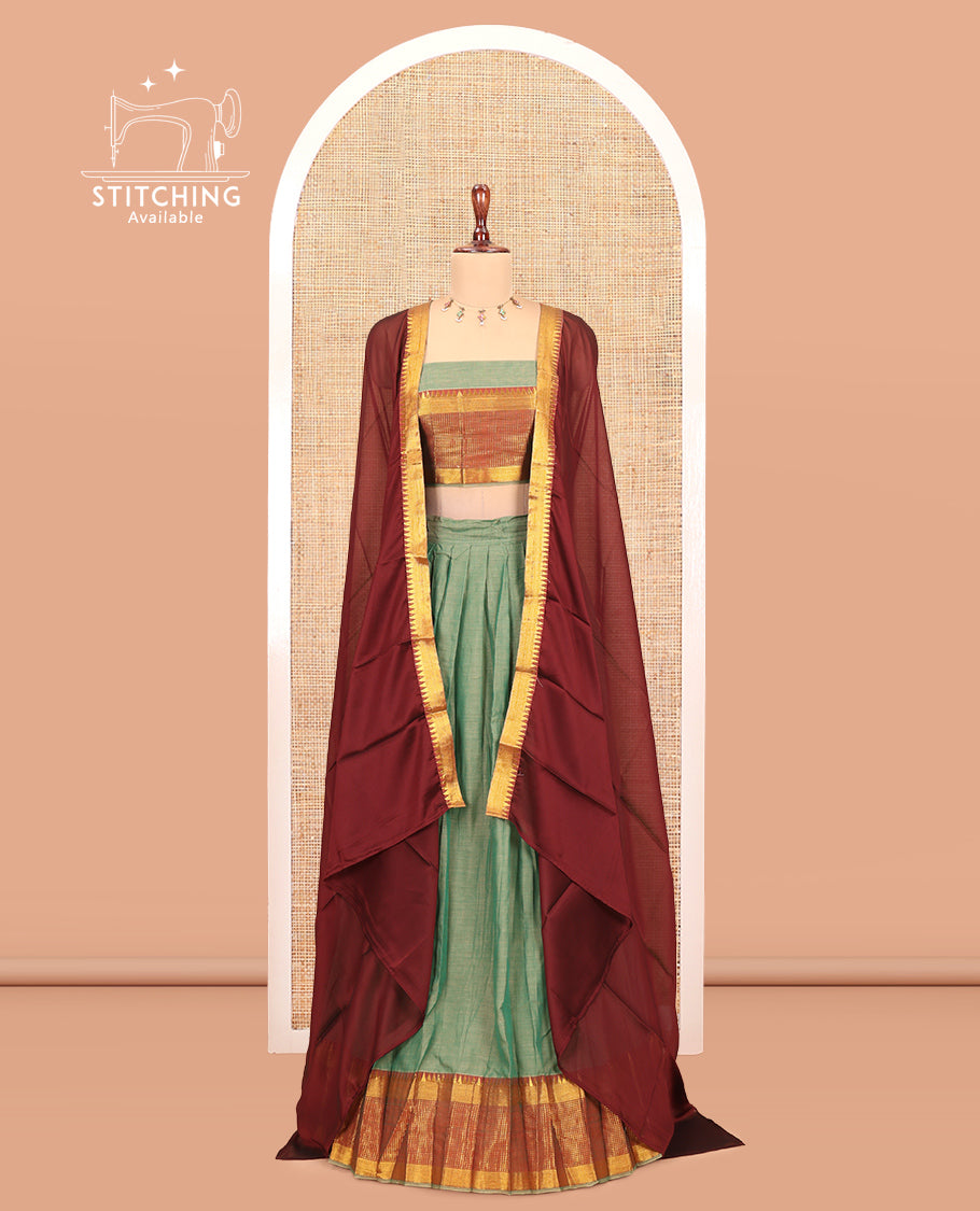 Pista Green Mercerised Cotton Half-Saree